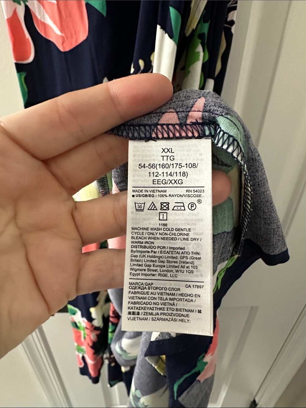 Gap Floral Wrap Midi Dress - Navy with Coral & Green - Picture 4 of 4